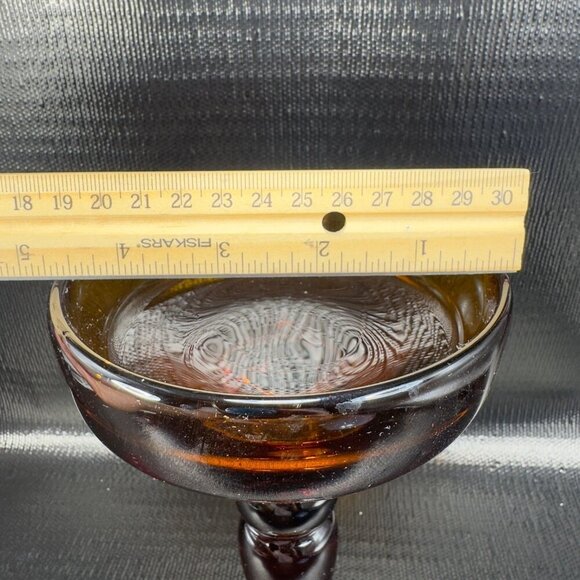 Vintage Mid Century Amber Glass Candle Holders Votive Pillar Heavy Glass Set 2 - Picture 3 of 14